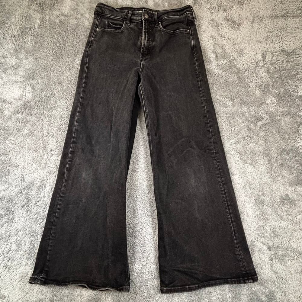 Old Navy Super Wide Leg High Rise Jeans Faded Black Orange Denim 4 Regular